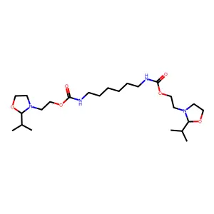 Bis(2-(2-(propan-2-yl)-1,3-oxazolidin-3-yl)ethyl) hexane-1,6-diylbiscarbamate structure