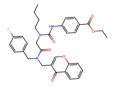 ETHYL 4-[[BUTYL-[[(4-FLUOROPHENYL)METHYL-[(4-OXOCHROMEN-3-YL)METHYL]CARBAMOYL]METHYL]CARBAMOYL]AMINO]BENZOATE structure