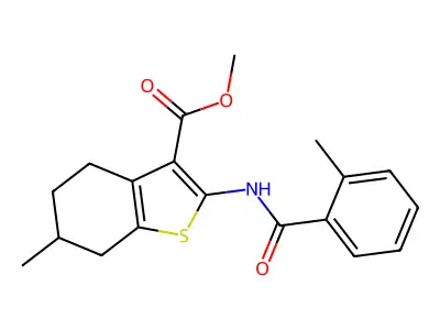 methyl 6-methyl-2-[(2-methylbenzoyl)amino]-4,5,6,7-tetrahydro-1-benzothiophene-3-carboxylate structure