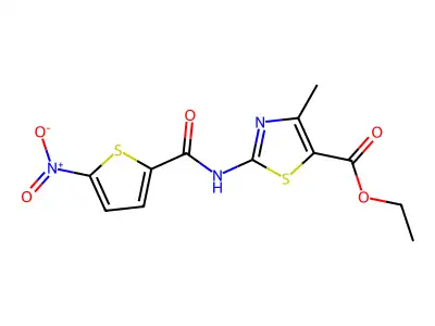 Ethyl 4-methyl-2-(5-nitrothiophene-2-carboxamido)thiazole-5-carboxylate structure