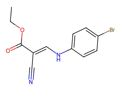 Ethyl 3-((4-bromophenyl)amino)-2-cyano-2-propenoate structure
