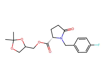 1-((4-Fluorophenyl)methyl)-5-oxo-L-proline (2,2-dimethyl-1,3-dioxolan-4-yl)methyl ester structure
