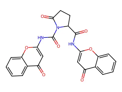 1,2-Pyrrolidinedicarboxamide, N,N'-bis(4-oxo-4H-1-benzopyran-2-yl)-5-oxo- structure