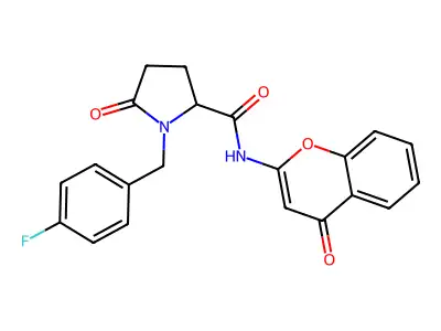 1-((4-Fluorophenyl)methyl)-5-oxo-N-(4-oxo-4H-1-benzopyran-2-Yl)-2-pyrrolidinecarboxamide structure