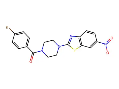 (4-Bromophenyl)[4-(6-nitro-1,3-benzothiazol-2-yl)piperazin-1-yl]methanone structure