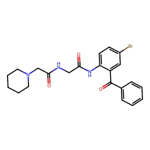 N-[(2-Benzoyl-4-bromo-phenylcarbamoyl)-methyl]-2-piperidin-1-yl-acetamide structure