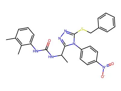 1-[1-[5-benzylsulfanyl-4-(4-nitrophenyl)-1,2,4-triazol-3-yl]ethyl]-3-(2,3-dimethylphenyl)urea structure