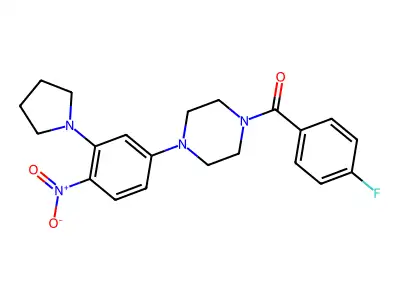 (4-Fluorophenyl)-[4-(4-nitro-3-pyrrolidin-1-ylphenyl)piperazin-1-yl]methanone structure