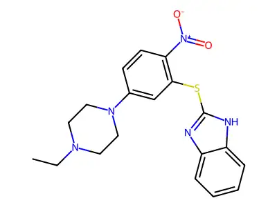 2-[5-(4-ethylpiperazin-1-yl)-2-nitrophenyl]sulfanyl-1H-benzimidazole structure