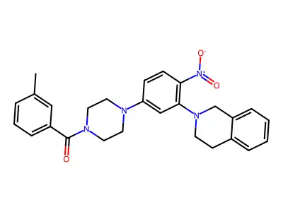 [4-[3-(3,4-dihydro-1H-isoquinolin-2-yl)-4-nitrophenyl]piperazin-1-yl]-(3-methylphenyl)methanone structure
