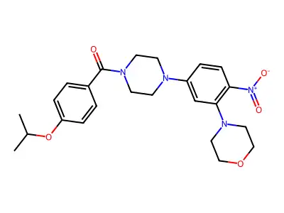 [4-(3-morpholin-4-yl-4-nitrophenyl)piperazin-1-yl]-(4-propan-2-yloxyphenyl)methanone structure