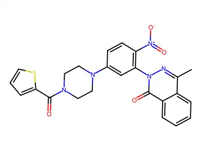 4-methyl-2-[2-nitro-5-[4-(thiophene-2-carbonyl)piperazin-1-yl]phenyl]phthalazin-1-one structure