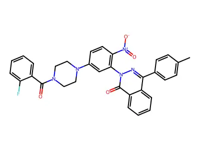 2-[5-[4-(2-fluorobenzoyl)piperazin-1-yl]-2-nitrophenyl]-4-(4-methylphenyl)phthalazin-1-one structure