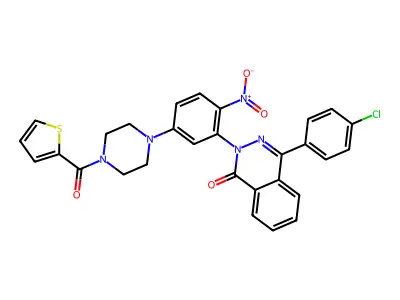 4-(4-chlorophenyl)-2-[2-nitro-5-[4-(thiophene-2-carbonyl)piperazin-1-yl]phenyl]phthalazin-1-one structure