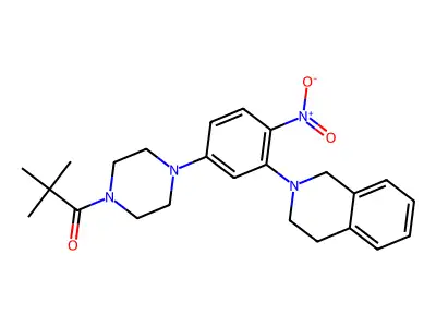 1-[4-[3-(3,4-dihydro-1H-isoquinolin-2-yl)-4-nitrophenyl]piperazin-1-yl]-2,2-dimethylpropan-1-one structure
