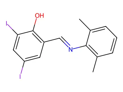 Phenol, 2-[[(2,6-dimethylphenyl)imino]methyl]-4,6-diiodo- structure