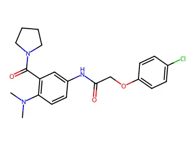 2-(4-chlorophenoxy)-N-[4-(dimethylamino)-3-(pyrrolidine-1-carbonyl)phenyl]acetamide structure
