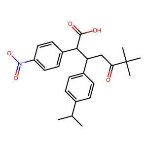 6,6-Dimethyl-2-(4-nitrophenyl)-5-oxo-3-(4-propan-2-ylphenyl)heptanoic acid structure