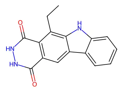 1H-Pyridazino(4,5-b)carbazole-1,4(6H)-dione, 2,3-dihydro-5-ethyl- structure