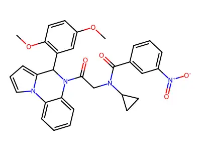 N-cyclopropyl-N-[2-[4-(2,5-dimethoxyphenyl)-4H-pyrrolo[1,2-a]quinoxalin-5-yl]-2-oxoethyl]-3-nitrobenzamide structure