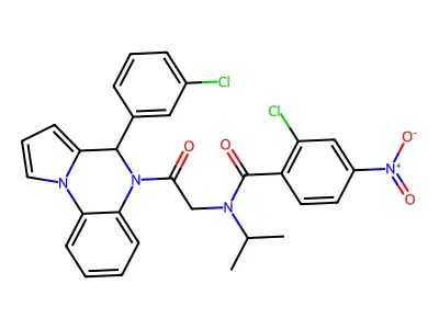 2-chloro-N-[2-[4-(3-chlorophenyl)-4H-pyrrolo[1,2-a]quinoxalin-5-yl]-2-oxoethyl]-4-nitro-N-propan-2-ylbenzamide structure