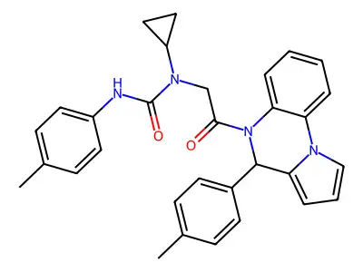 1-cyclopropyl-3-(4-methylphenyl)-1-[2-[4-(4-methylphenyl)-4H-pyrrolo[1,2-a]quinoxalin-5-yl]-2-oxoethyl]urea structure