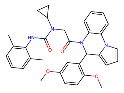 1-cyclopropyl-1-[2-[4-(2,5-dimethoxyphenyl)-4H-pyrrolo[1,2-a]quinoxalin-5-yl]-2-oxoethyl]-3-(2,6-dimethylphenyl)urea structure