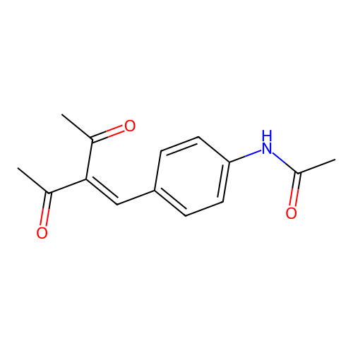 N-(4-(2-acetyl-3-oxobut-1-en-1-yl)phenyl)acetamide structure