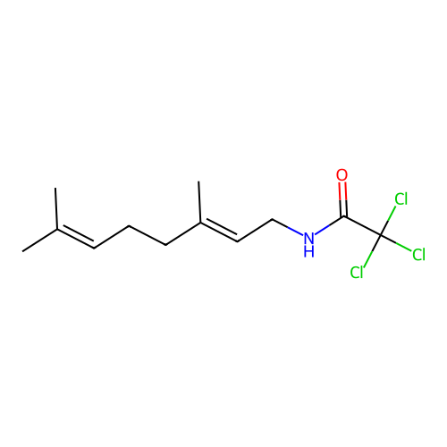 2,2,2-trichloro-N-[(2E)-3,7-dimethylocta-2,6-dienyl]acetamide structure