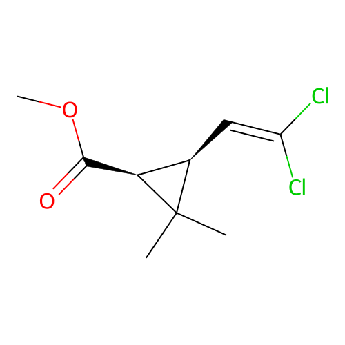 Methyl cis-3-(2,2-dichlorovinyl)-2,2-dimethylcyclopropanecarboxylate structure