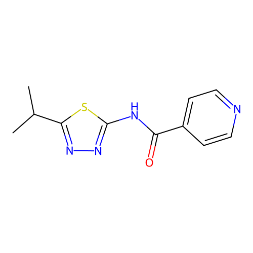 N-(5-isopropyl-1,3,4-thiadiazol-2-yl)isonicotinamide structure