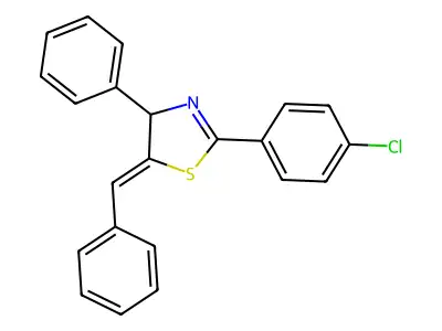 5-benzylidene-2-(4-chlorophenyl)-4-phenyl-4H-1,3-thiazole structure