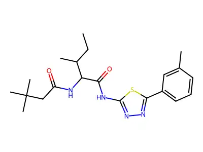2-(3,3-dimethylbutanoylamino)-3-methyl-N-[5-(3-methylphenyl)-1,3,4-thiadiazol-2-yl]pentanamide structure