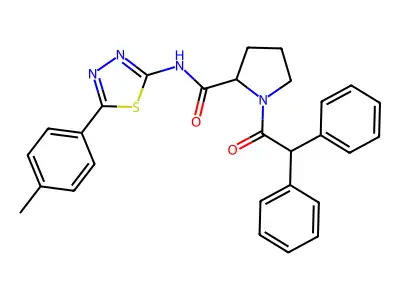 1-(2,2-diphenylacetyl)-N-[5-(4-methylphenyl)-1,3,4-thiadiazol-2-yl]pyrrolidine-2-carboxamide structure