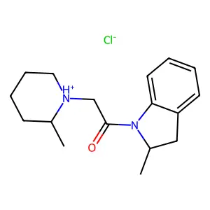 Indoline, 2-methyl-1-(2-methylpiperidinoacetyl)-, hydrochloride structure