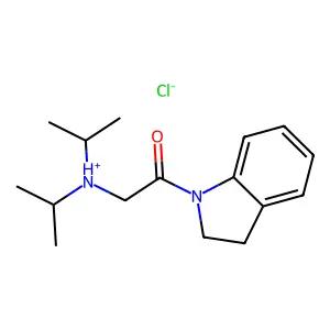 Indoline, 1-(diisopropylamino)acetyl-, hydrochloride structure