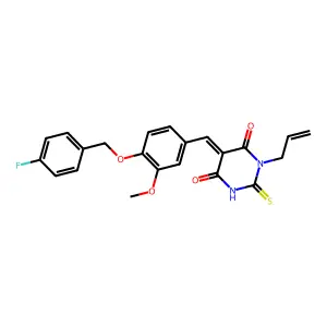 1-allyl-5-{4-[(4-fluorobenzyl)oxy]-3-methoxybenzylidene}-2-thioxodihydro-4,6(1H,5H)-pyrimidinedione structure