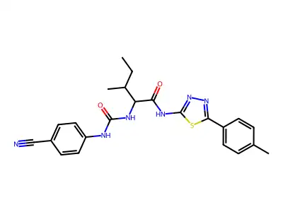 2-[(4-cyanophenyl)carbamoylamino]-3-methyl-N-[5-(4-methylphenyl)-1,3,4-thiadiazol-2-yl]pentanamide structure