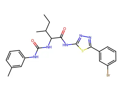 N-[5-(3-bromophenyl)-1,3,4-thiadiazol-2-yl]-3-methyl-2-[(3-methylphenyl)carbamoylamino]pentanamide structure