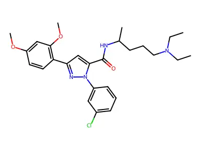 1-(3-Chlorophenyl)-N-[5-(diethylamino)pentan-2-yl]-3-(2,4-dimethoxyphenyl)-1H-pyrazole-5-carboxamide structure
