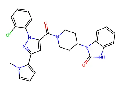 1-{1-[1-(2-Chlorophenyl)-3-(1-methyl-1H-pyrrol-2-yl)-1H-pyrazole-5-carbonyl]piperidin-4-yl}-1,3-dihydro-2H-benzimidazol-2-one structure