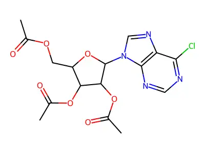 6-chloro-9-(2,3,5-tri-O-acetyl-beta-D-ribofuranosyl)-9H-purine structure