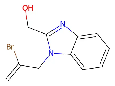 (1-(2-bromoallyl)-1H-benzo[d]imidazol-2-yl)methanol structure