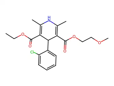 3,5-Pyridinedicarboxylic acid, 1,4-dihydro-4-(2-chlorophenyl)-2,6-dimethyl-, ethyl 2-methoxyethyl ester structure