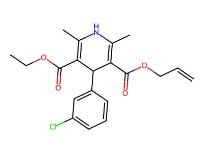 3,5-Pyridinedicarboxylic acid, 1,4-dihydro-4-(3-chlorophenyl)-2,6-dimethyl-, ethyl 2-propenyl ester structure