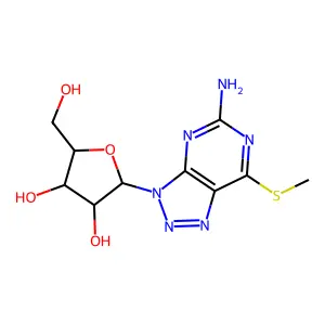 2-(5-amino-7-methylsulfanyltriazolo[4,5-d]pyrimidin-3-yl)-5-(hydroxymethyl)oxolane-3,4-diol structure