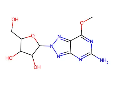 2-(5-amino-7-methoxytriazolo[4,5-d]pyrimidin-2-yl)-5-(hydroxymethyl)oxolane-3,4-diol structure