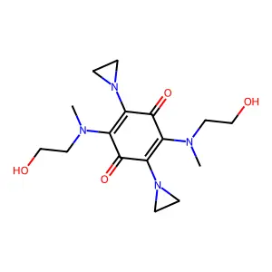 2,5-bis(aziridin-1-yl)-3,6-bis[2-hydroxyethyl(methyl)amino]cyclohexa-2,5-diene-1,4-dione structure
