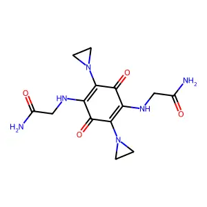 2-[[4-[(2-amino-2-oxoethyl)amino]-2,5-bis(aziridin-1-yl)-3,6-dioxocyclohexa-1,4-dien-1-yl]amino]acetamide structure