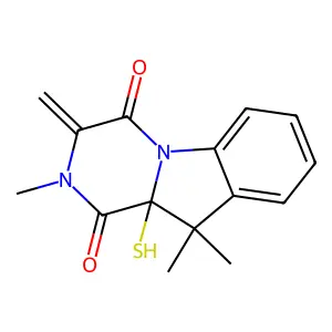 2,10,10-Trimethyl-3-methylidene-10a-sulfanylpyrazino[1,2-a]indole-1,4-dione structure